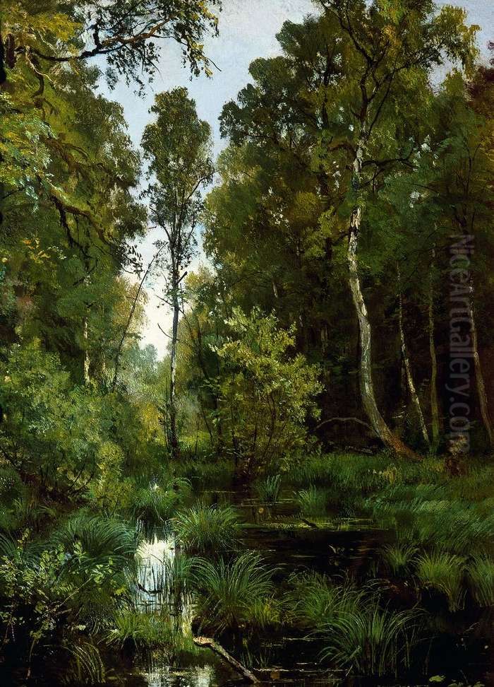 <<Zarossij prud u opuski lesa. Siverskaa>> Oil Painting by Ivan Shishkin