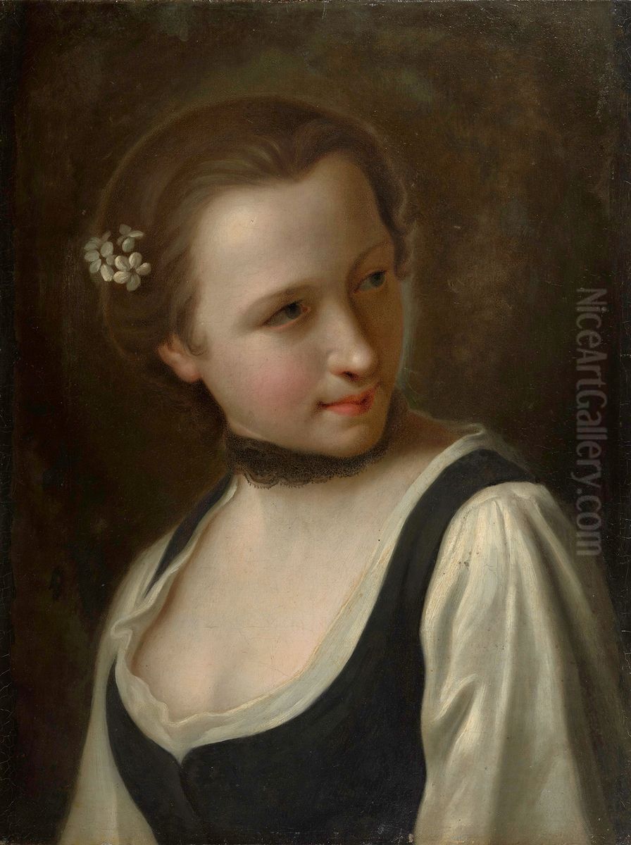 Girl with a Flower in Her Hair Oil Painting by Pietro Rotari