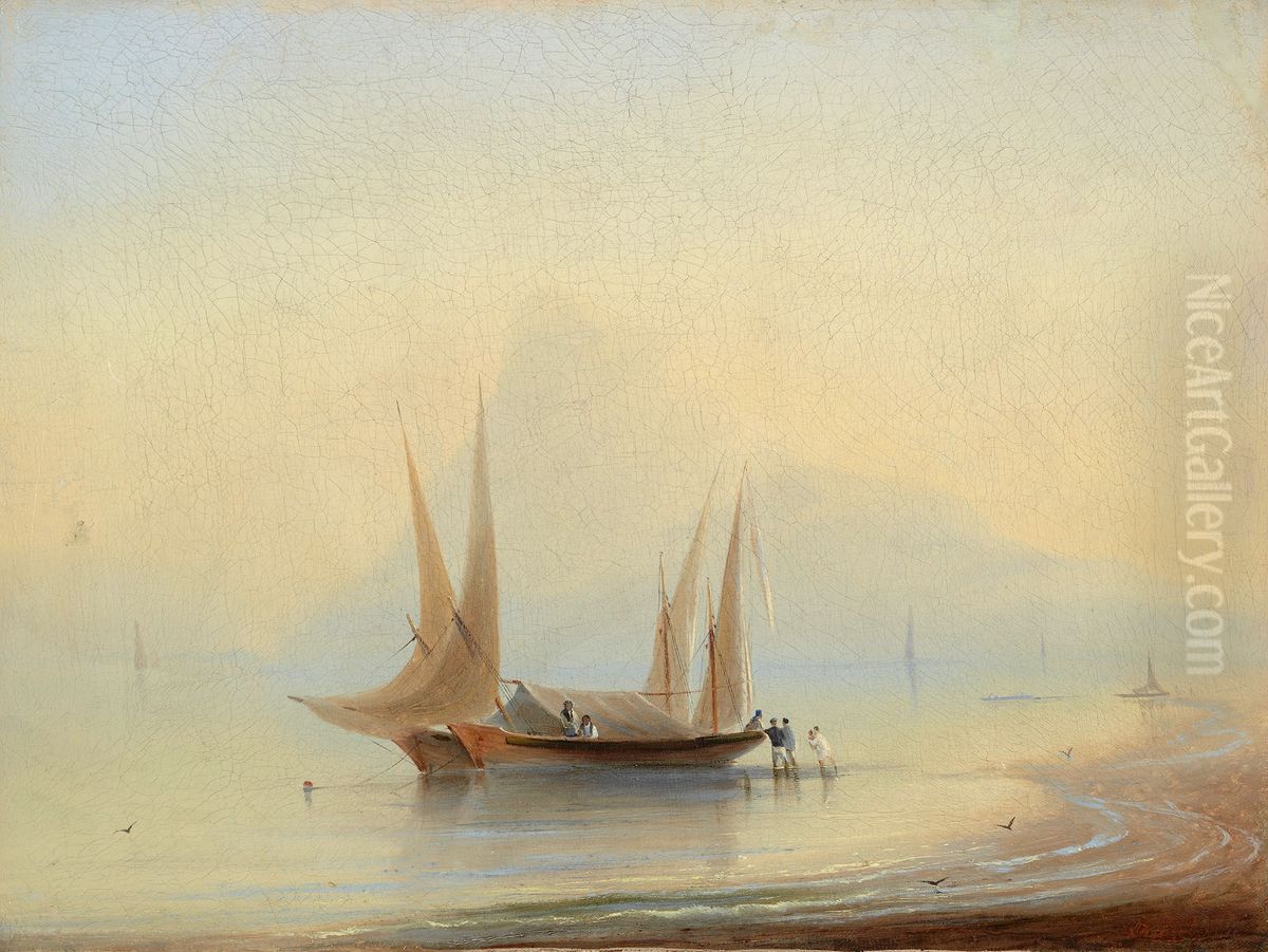 <<Barza u morskogo berega>> Oil Painting by Ivan Aivazovsky