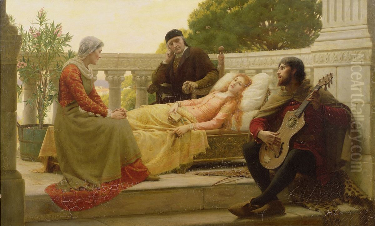 How Liza Loved the King Oil Painting by Edmund Leighton