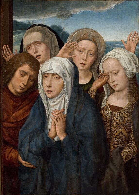 The Mourning Virgin with St. John and the Pious Women from Galilee Oil Painting by (manner of) Memling, Hans