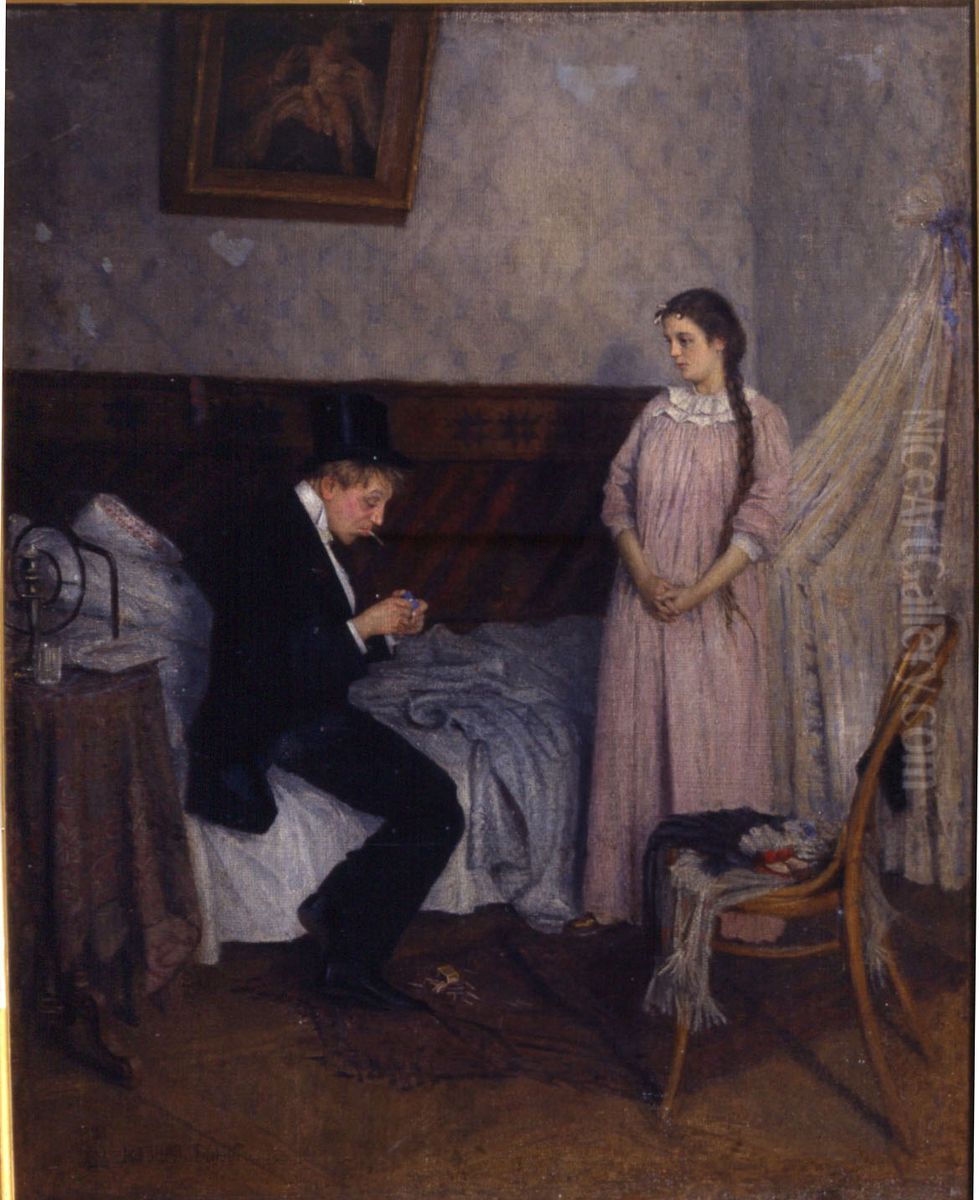 <<V kazino byl>> Oil Painting by Illarion Mikhailovich Pryanishnikov