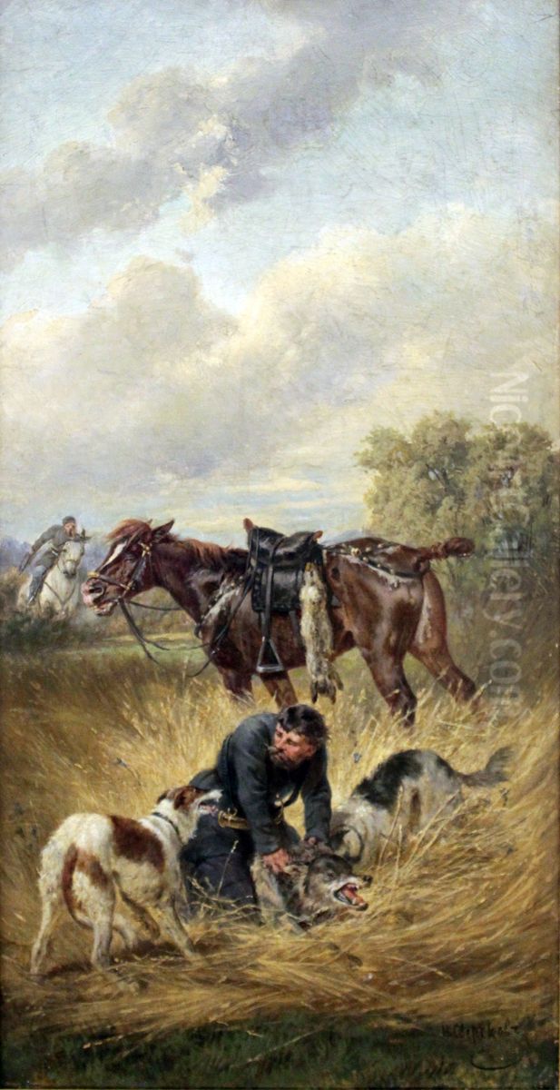Jagd mit Hunden Oil Painting by Nikolai Sverchkov