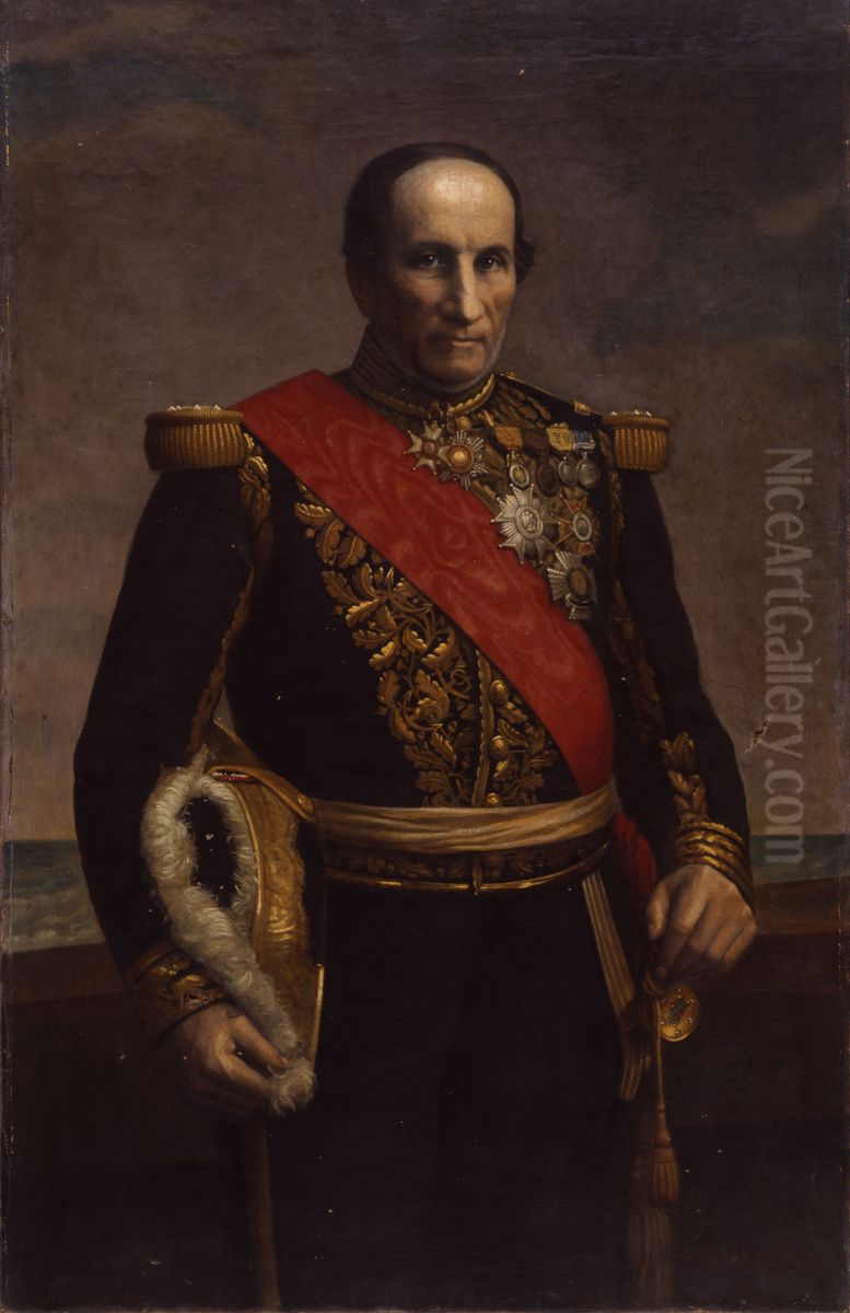 Portrait de l'amiral Charner Oil Painting by Adolphe Dervaux father