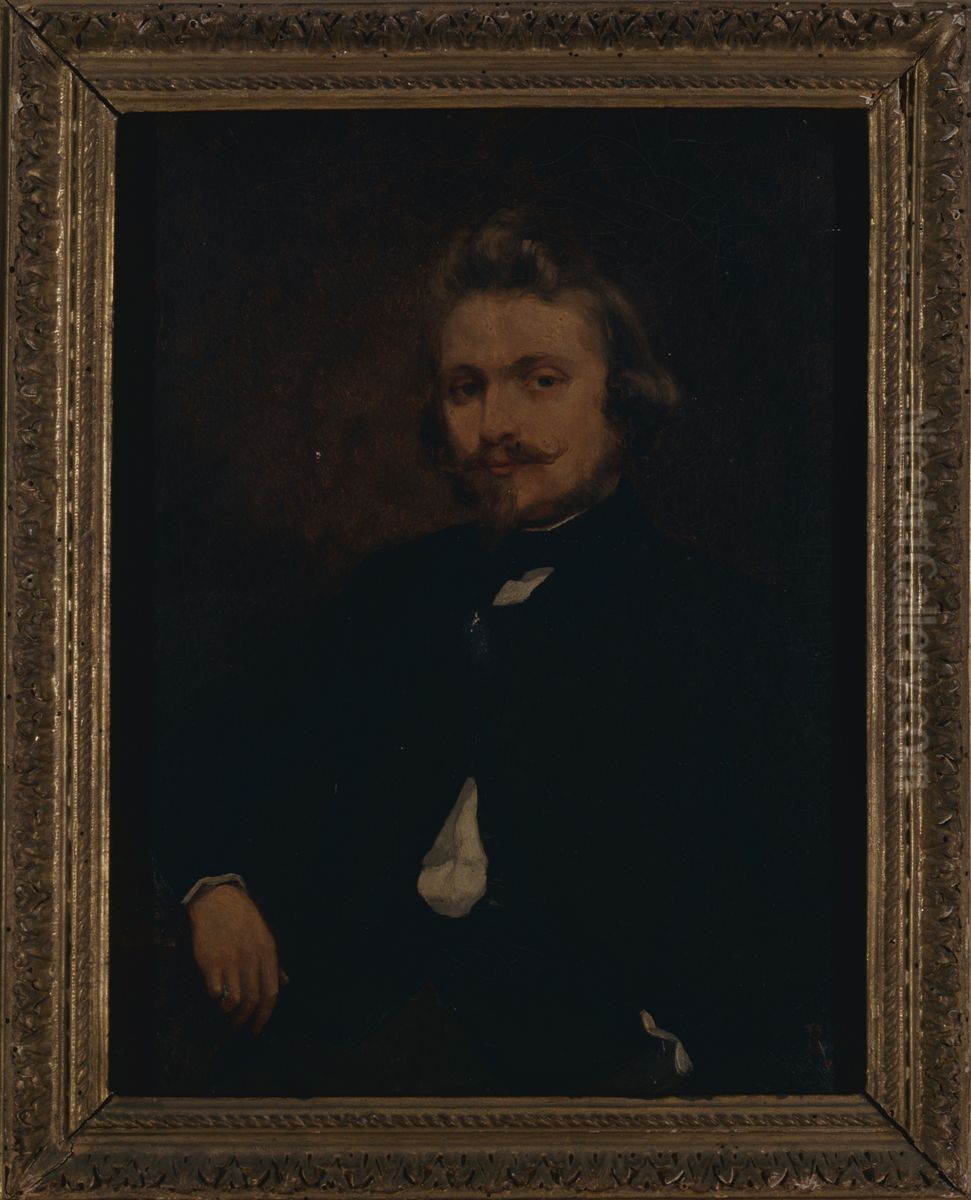 Portrait du peintre Oil Painting by Joseph-Rene Gouezou