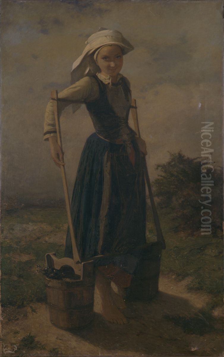 Jeune paysanne bretonne Oil Painting by Vincent Vidal