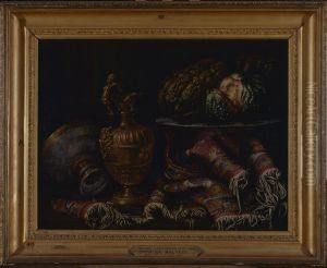 Still life. Vase, carpet and flowers