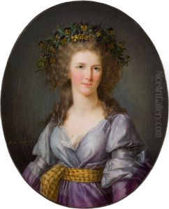 Portrait de jeune femme avec des violettes dans les cheveux