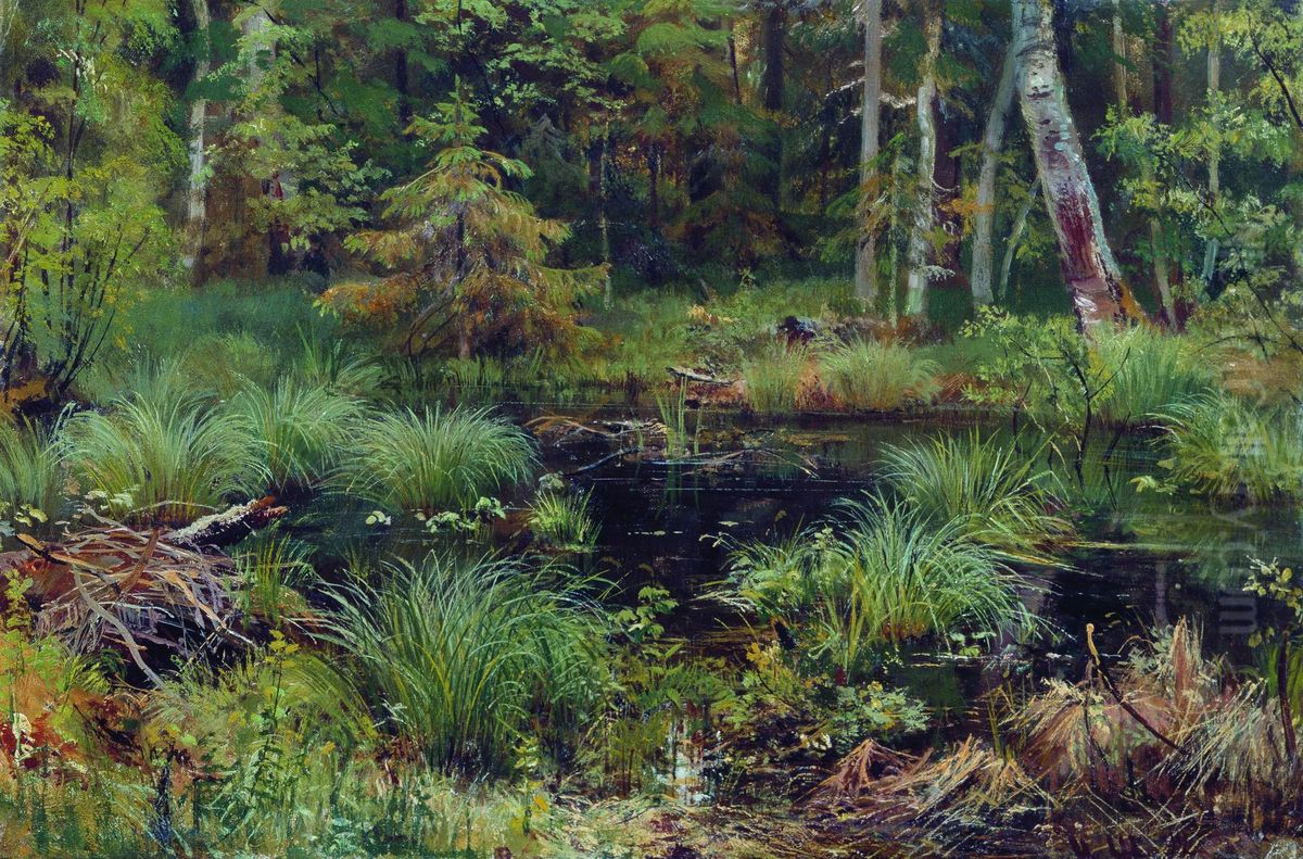 Spring in the Forest Oil Painting by Ivan Shishkin