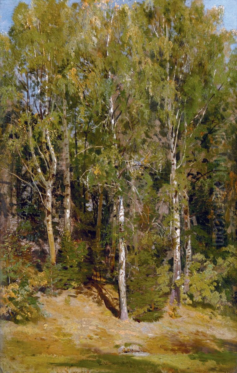 Birch Grove Oil Painting by Ivan Shishkin