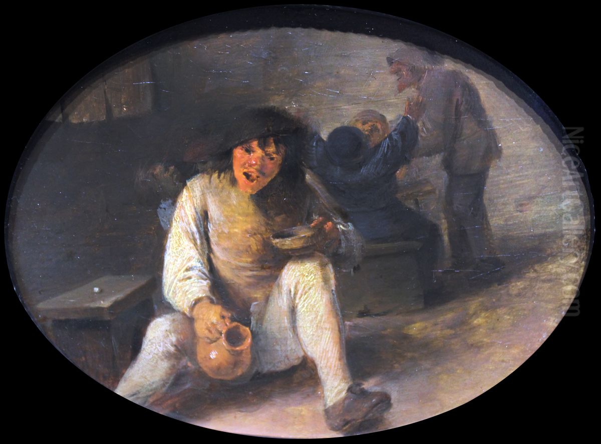 Drunken Peasant Oil Painting by Adriaen Brouwer
