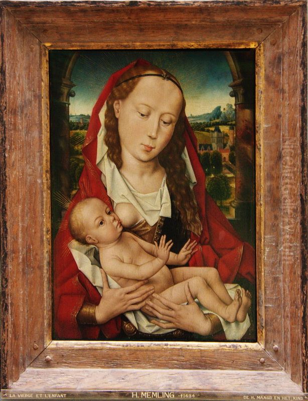 Madonna and Child with Angels Oil Painting by (manner of) Memling, Hans