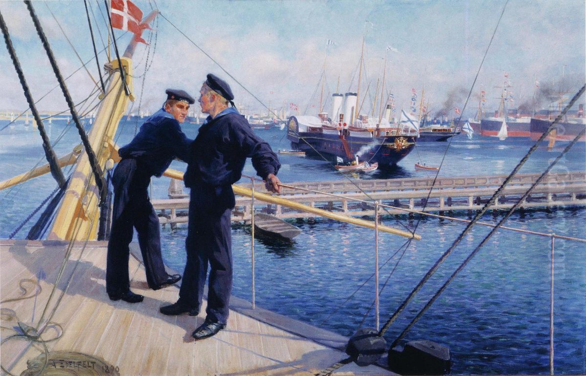 From the port of Copenhagen III Oil Painting by Albert Edelfelt