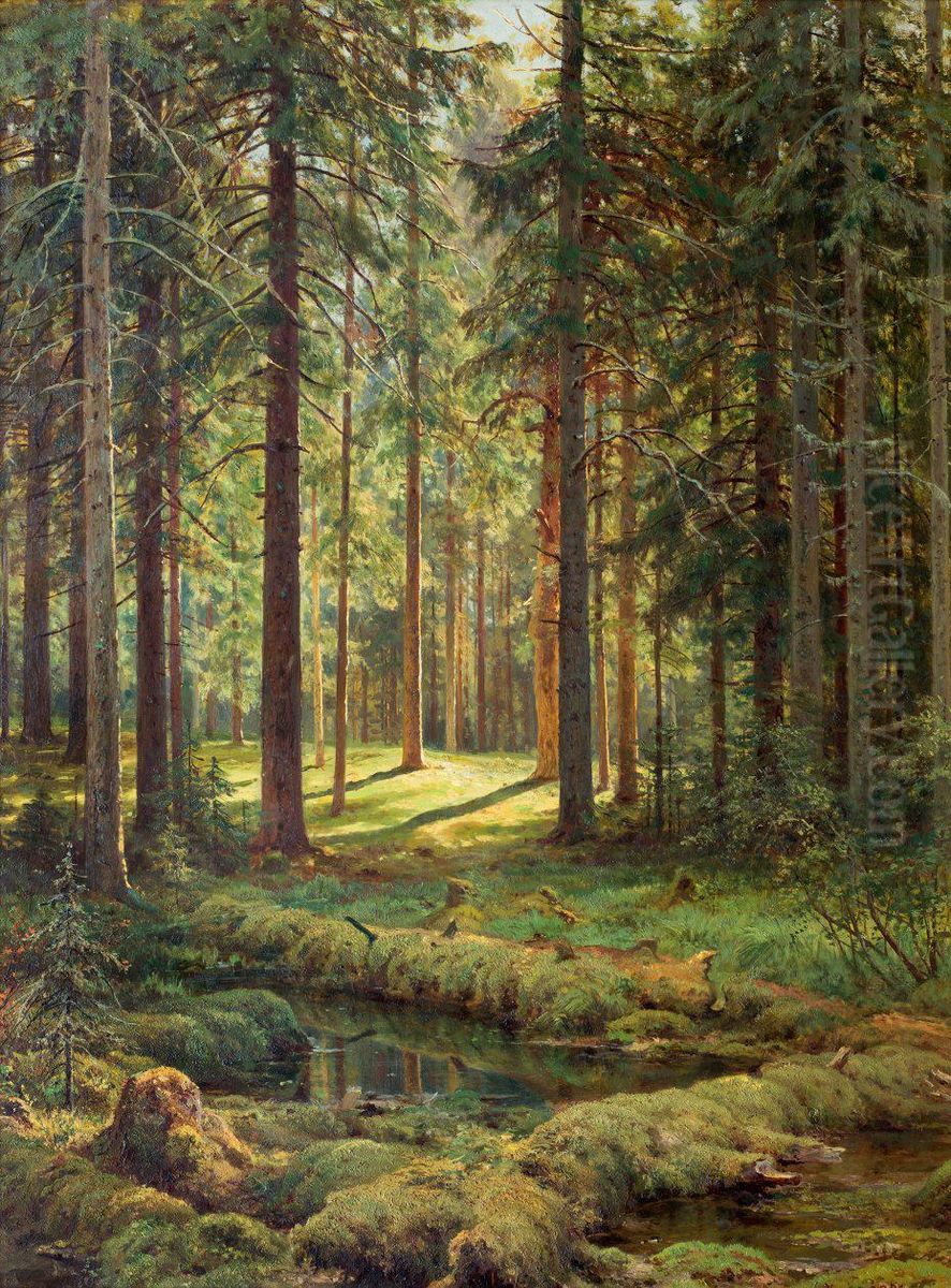 Las iglasty. Sloneczny dzien Oil Painting by Ivan Shishkin
