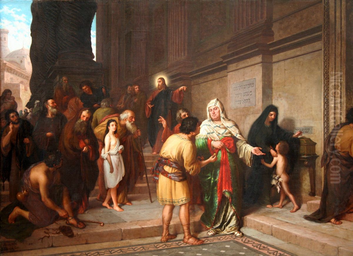 The widow's mite Oil Painting by Joao Zeferino da Costa