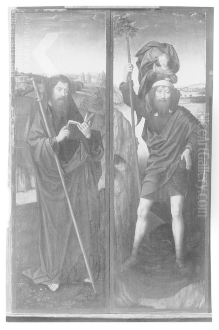 Sant Jaume i Sant Cristofol, de Hans Memling . col.Thomas Barlow Oil Painting by (manner of) Memling, Hans
