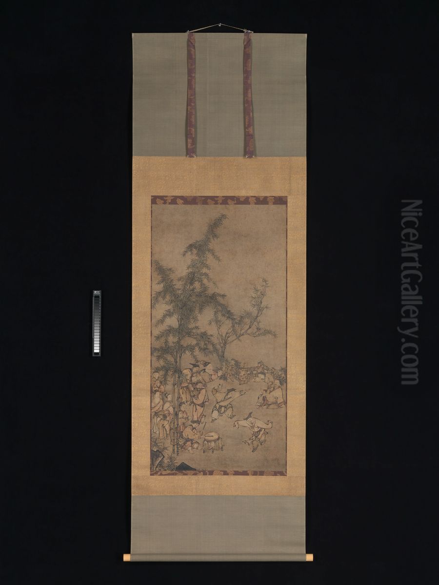 zhu lin qi sheng tu Oil Painting by Sesson Shukei