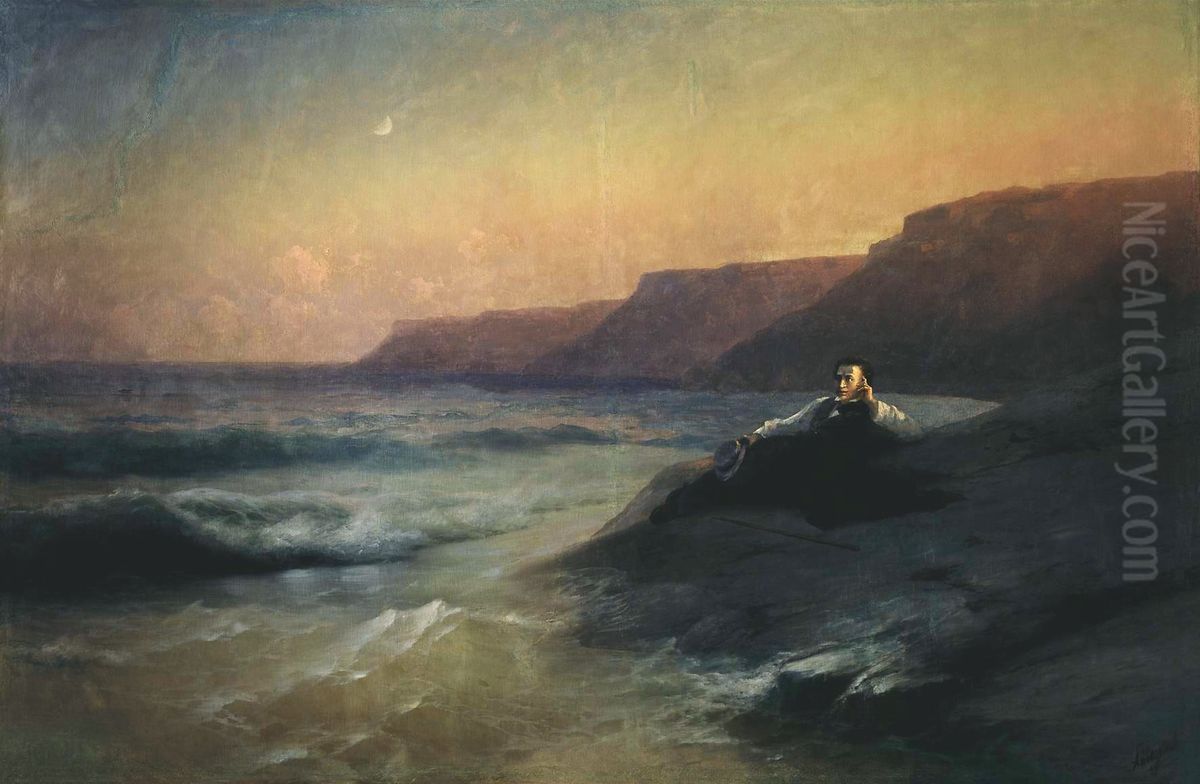 Pushkin on the coast of the Black Sea Oil Painting by Ivan Aivazovsky