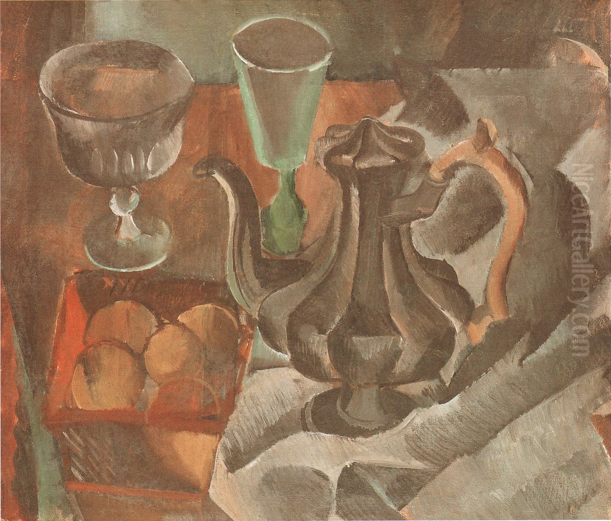 Zatisi s konvici a zelenou sklenici Oil Painting by Georges Kars