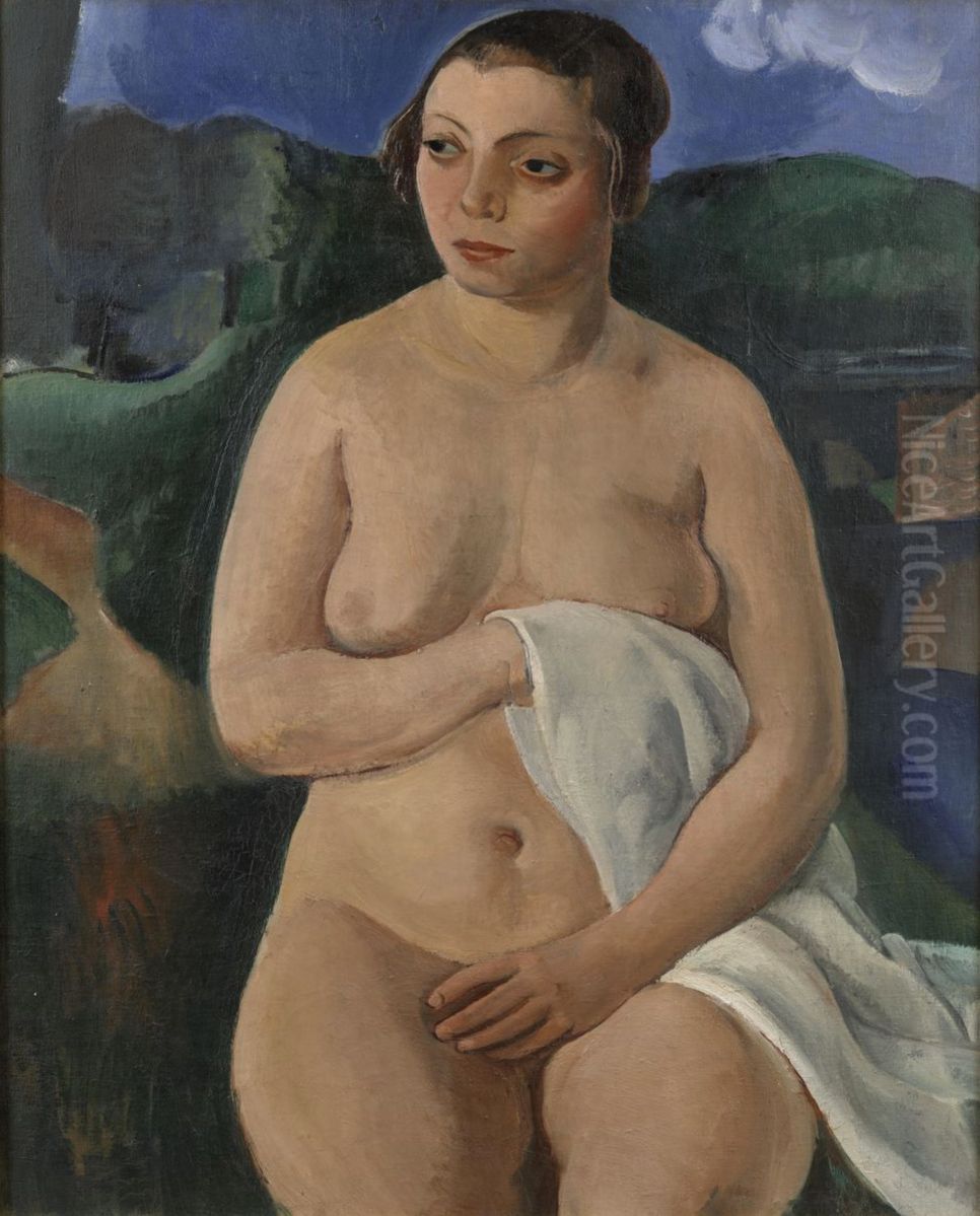 Nude in a Landscape Oil Painting by Georges Kars