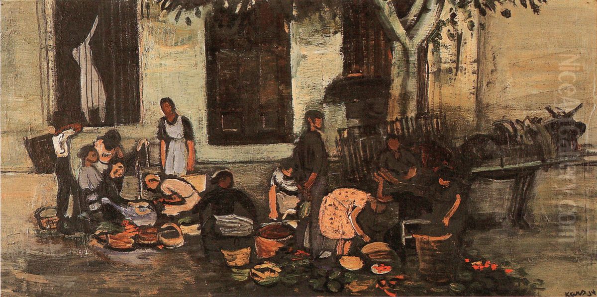 Trh v Tosse del Mar Oil Painting by Georges Kars