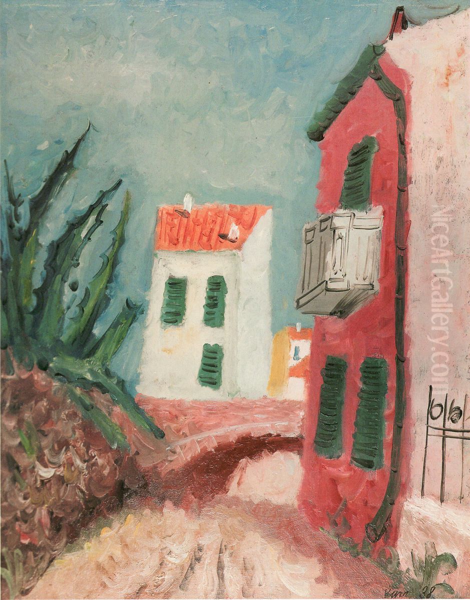 Cesta s agave a domy Oil Painting by Georges Kars