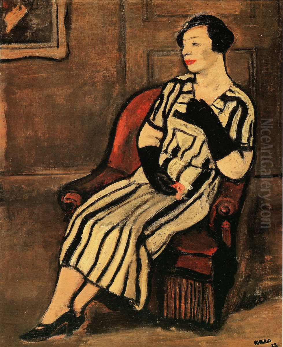 Portret pani Suvicove - Cerne rukavice Oil Painting by Georges Kars