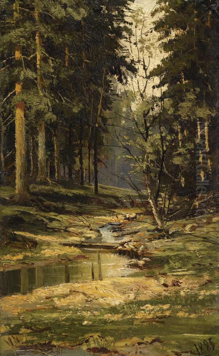 The forest brook Oil Painting by Ivan Shishkin