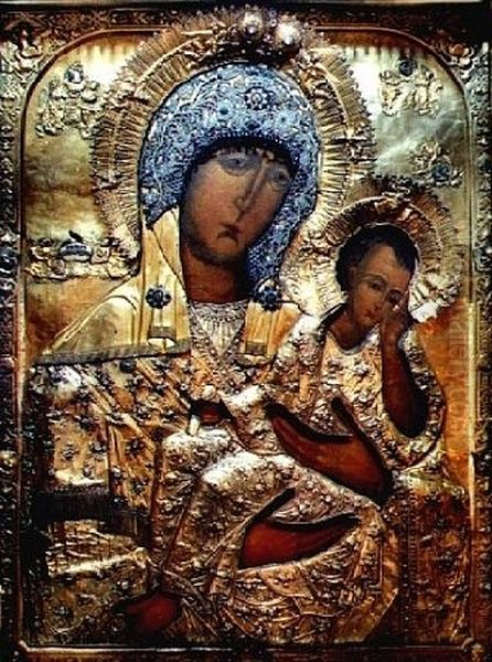 <<Starorusskaa ikona Boziej Materi>> Oil Painting by unknown