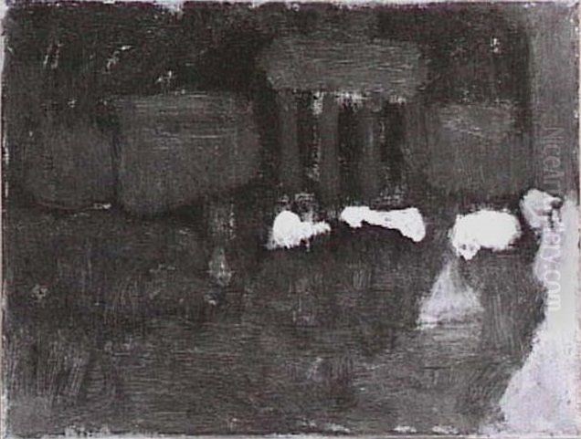 De Oude Beurs bij avond Oil Painting by George Hendrik Breitner
