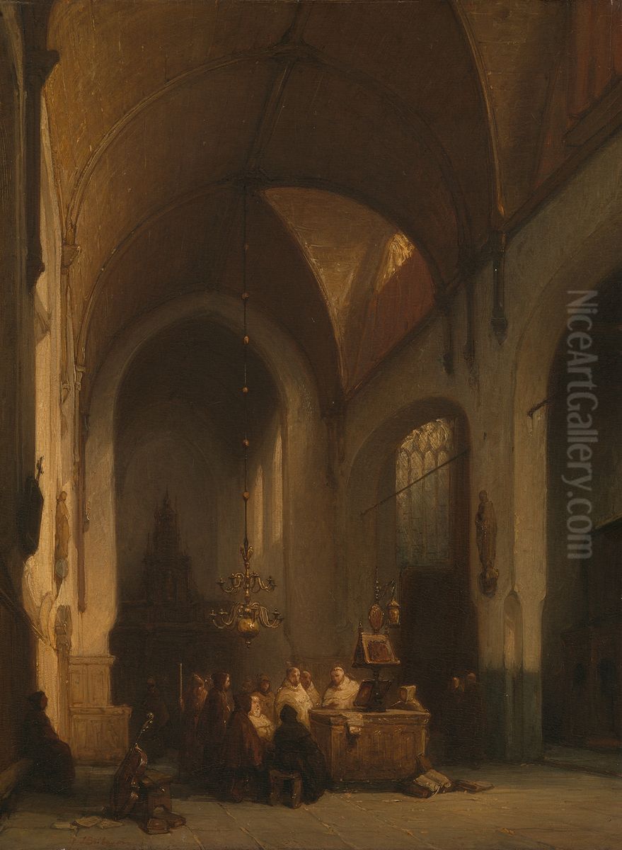 Zeven maal daags zingen wij uw lof Oil Painting by Johannes Bosboom