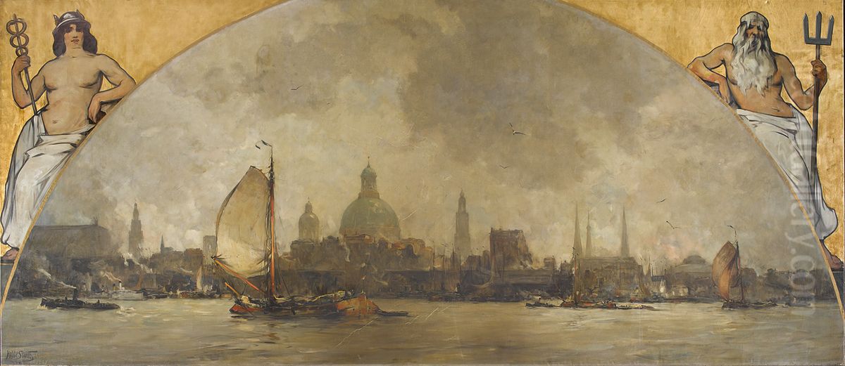 Gezicht op het IJ voor Amsterdam Oil Painting by Hobbe Smith