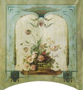 Wanddecoratie met bloemenmand