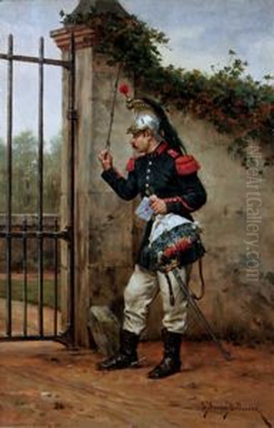 Courtship Oil Painting by Etienne-Prosper Berne-Bellecour