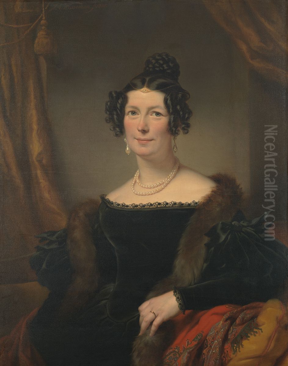 Jacoba E. Willet-Swarts (1799-1869), echtgenote van Dr. Abraham Willet (1790-1851) Oil Painting by Jan Adam Kruseman