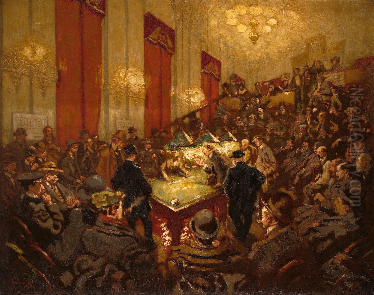 Academie de Billard-De Biljartwedstrijd-Billard Academy Oil Painting by Martin Monnickendam