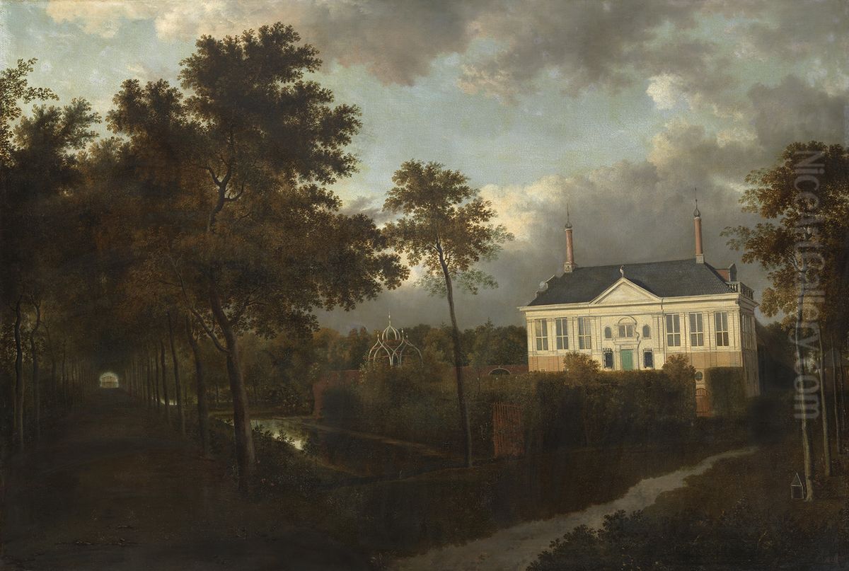 De buitenplaats Reigersburg in de Watergraafsmeer Oil Painting by Jan Hackaert