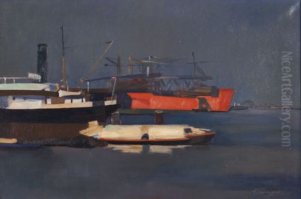 Houthavens Oil Painting by Nicolaas  Pieneman