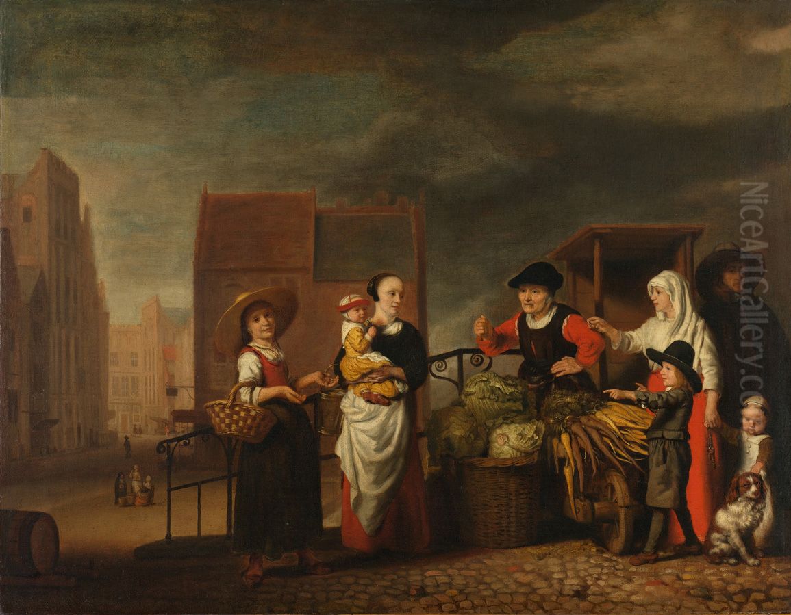 Groentemarkt Oil Painting by Nicolaes Maes