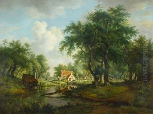 Wooded landscape with farms