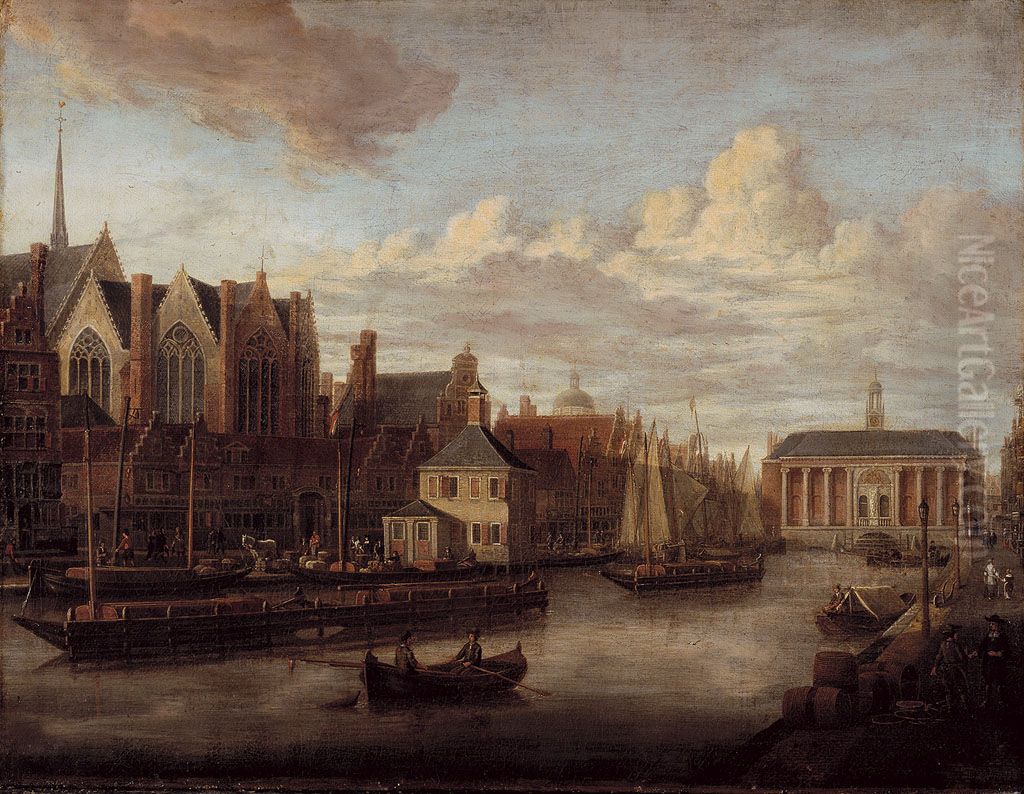 The Rokin with the Stock Exchange of Hendrick de Keijser Oil Painting by Abraham Storck