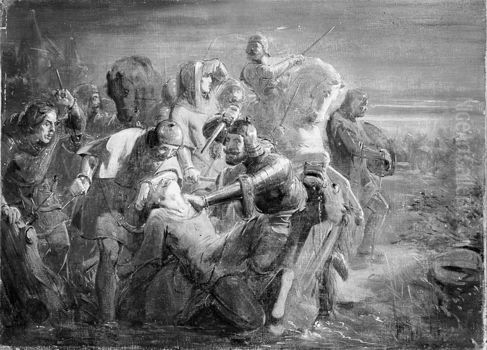 Anno 1296. Dood van Graaf Floris V Oil Painting by Johannes Hinderikus Egenberger