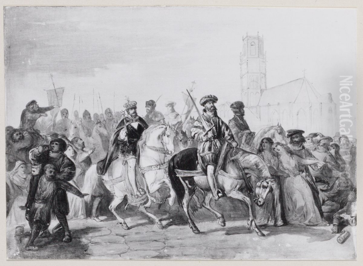 Anno 1534. Jan van Leiden in Munster Oil Painting by Karel Frederik Bombled