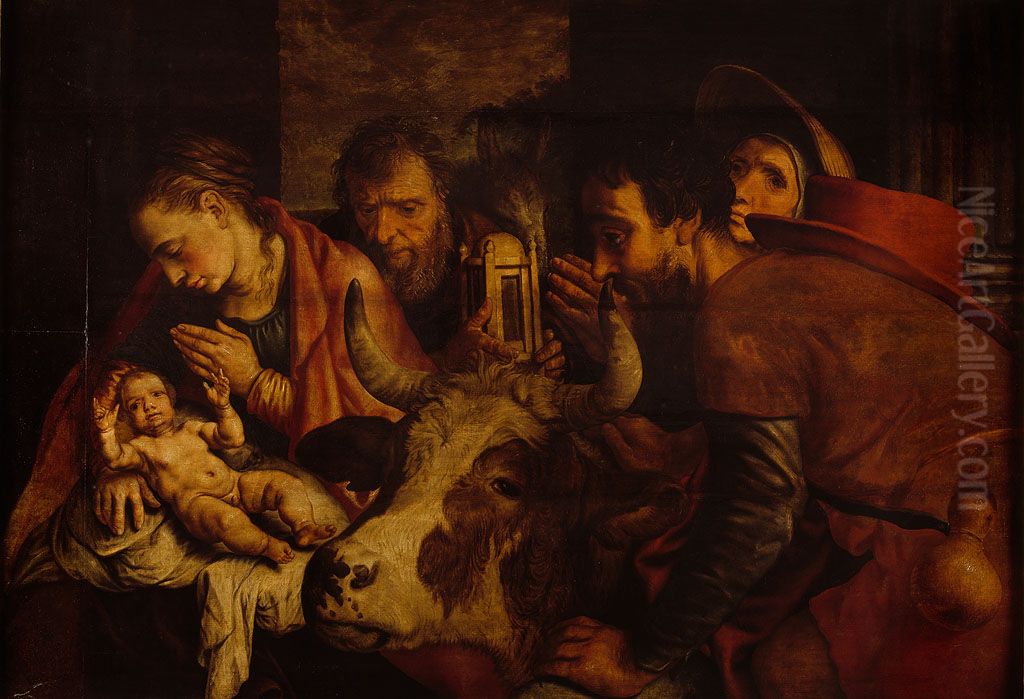 Aanbidding der herders-The adoration of the Infant Christ Oil Painting by Pieter Aertsen