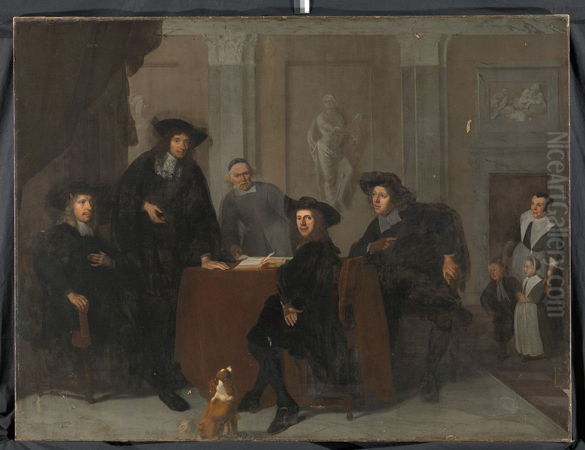 De regenten van het Leprozenhuis Oil Painting by Jacob Ochtervelt