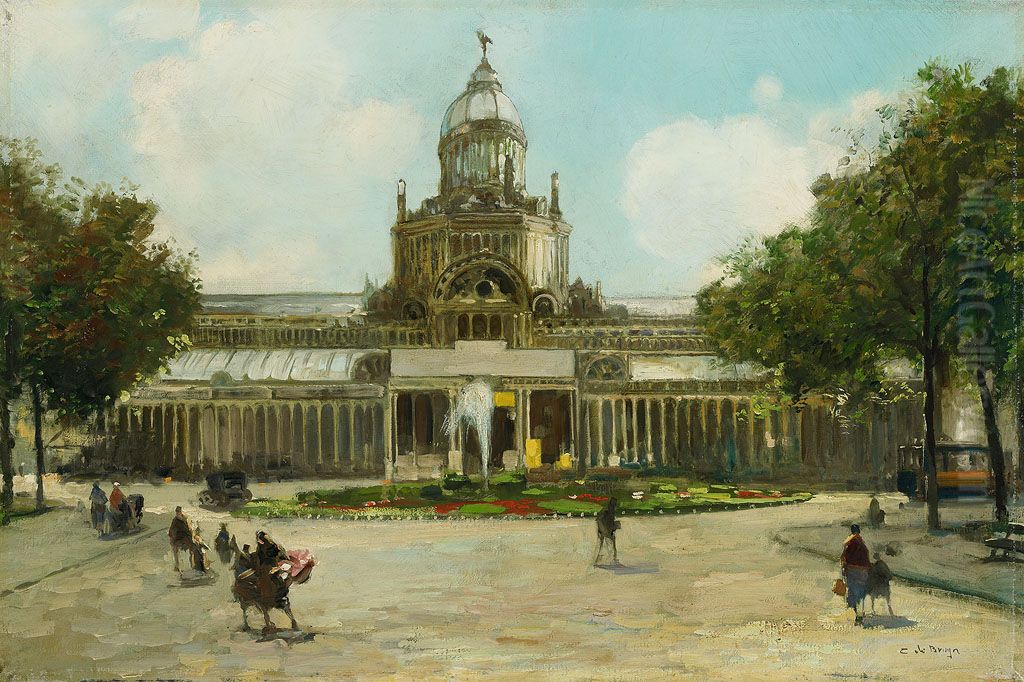 Frederiksplein met Paleis voor Volksvlijt-The paleis voor Volksvlijt on Frederiksplein Oil Painting by Cornelis De Bruin