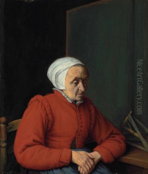 Old woman seated at a table Oil Painting by Adriaen van Ostade