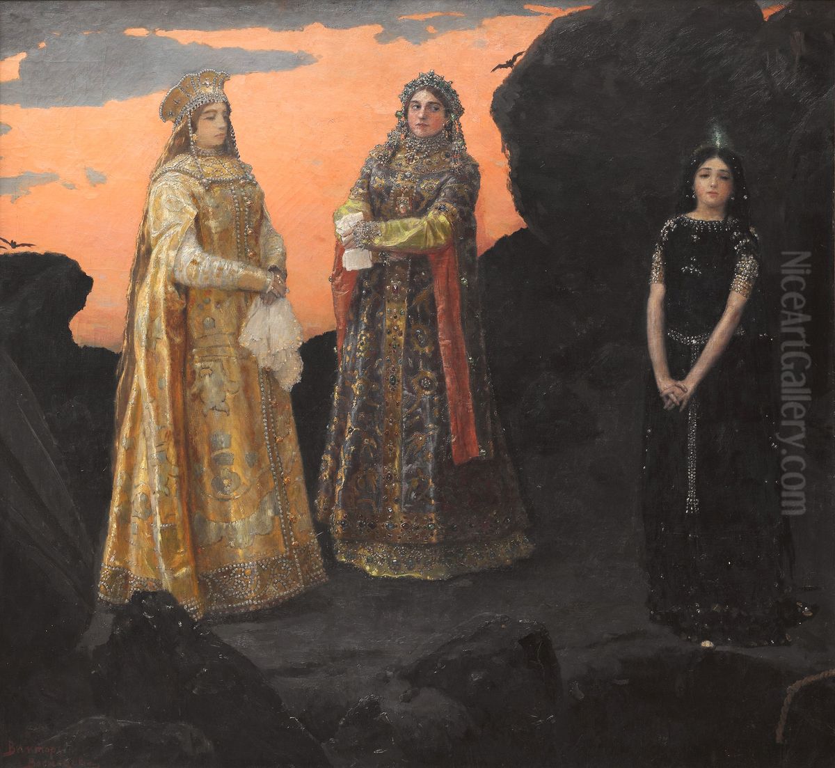 Three Princesses of the Underground Kingdom Oil Painting by Viktor Vasnetsov