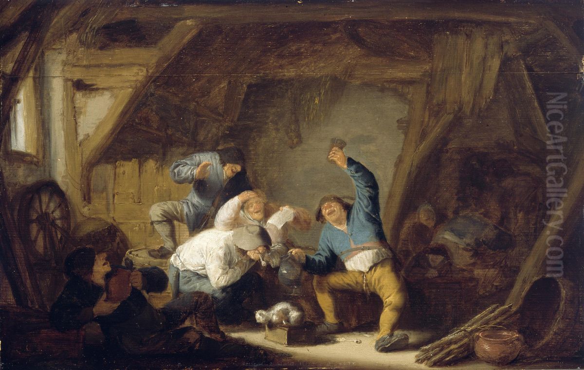 Boors Drinking and Singing Oil Painting by Adriaen van Ostade