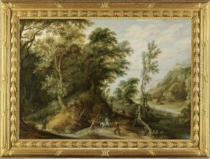 Battle Scene in a Forest Landscape